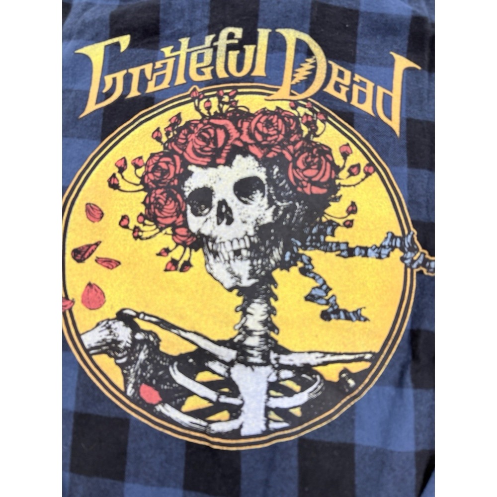 Grateful Dead Button Up Plaid Flannel Blue Medium 2022 - Picture 4 of 15